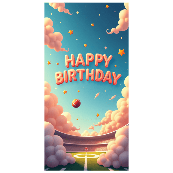 Football Themed Neon Style Happy Birthday Banner Background Decors Party Supplies Photography Props Birthday Party Backdrop