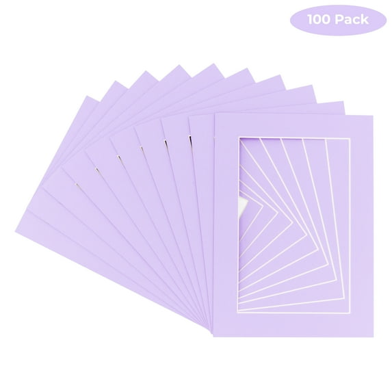 Light Purple Acid Free 22x28 Picture Frame Mats with White Core Bevel Cut for 20x24 Pictures - Fits 22x28 Frame - Pack of 100 Mats