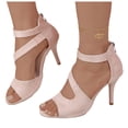 thumbnail image 3 of Bmisegm Women's Summer Fashion Fine Heel Fish Mouth Suede Back Zipper Heels PROM Solid Sandals Sandals Women Summer Pink 7, 3 of 8