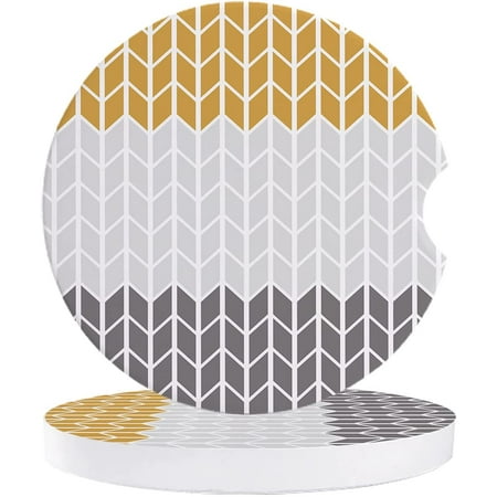 

FMSHPON Geometric Orange and Grey Abstract Herringbone Set of 6 Car Coaster for Drinks Absorbent Ceramic Stone Coasters Cup Mat with Cork Base for Home Kitchen Room Coffee Table Bar Decor