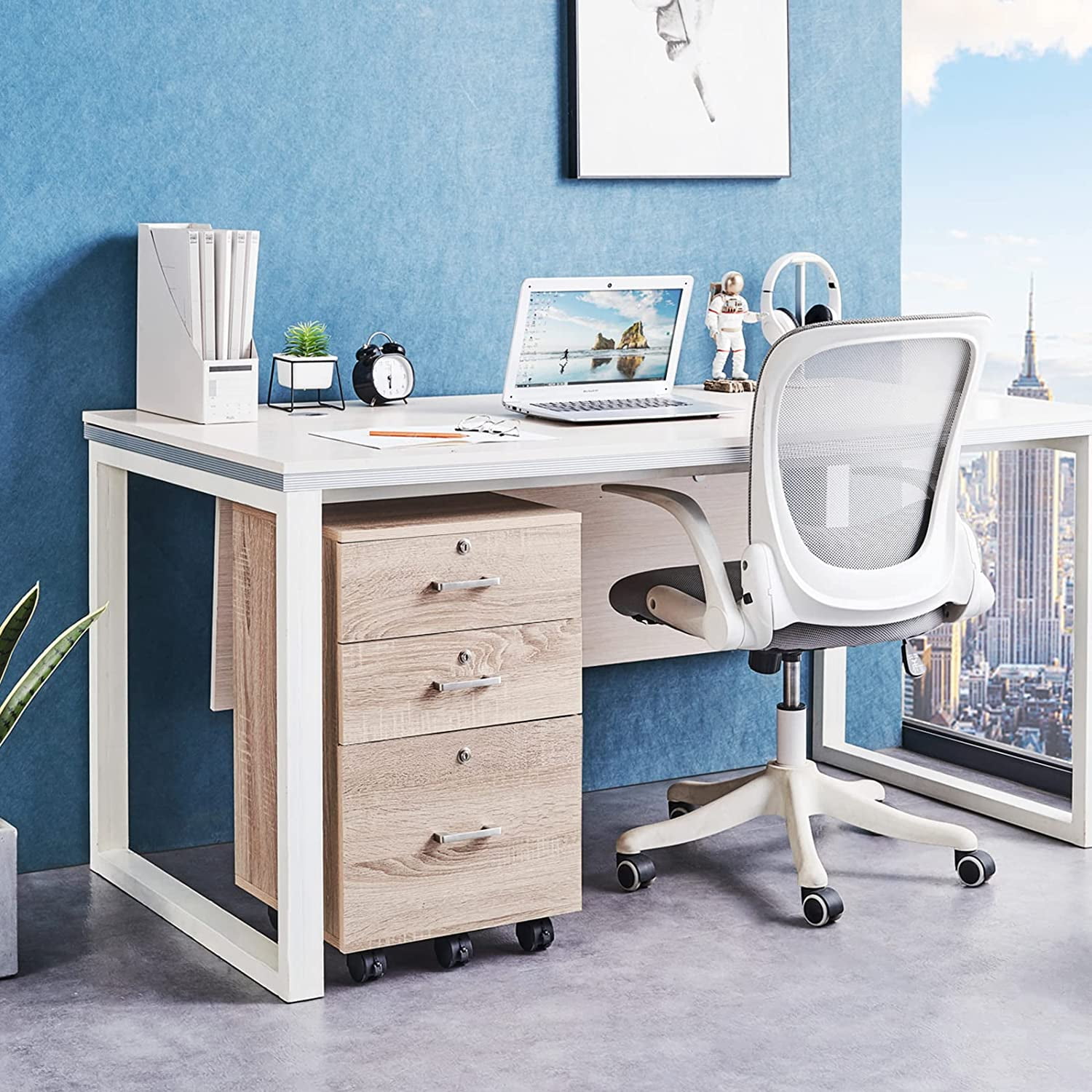 VINGLI 3 Drawer File Cabinet with Lock, Rolling File Cabinet Under Desk, 15.7” W x 15.7” D x 26” H
