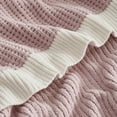thumbnail image 4 of Chenille Waffle Knit Throw Blanket Reversible Bedding Blanket, 50"x60", Pink, 4 of 7