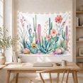 thumbnail image 5 of Cactus and Succulent Garden Scene Whimsical Watercolor for Plant Lovers Botanical Wall Art Housewarming Gift Tapestry Wall Hanging for Bedroom and Living Room, 5 of 7