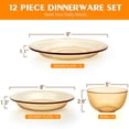 thumbnail image 7 of TINANA 12 Piece Amber Glass Dinnerware Set, Stackable Plates and Bowls Set, Service for 4, Microwave & Dishwasher Safe, 7 of 7