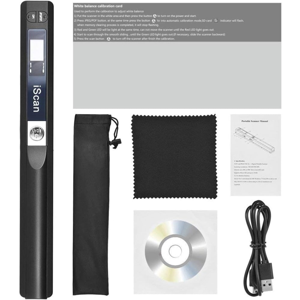 Portable 900DPI A4 Document Photo Scanner, 32GB SD Card, Plug & Play for Instant PDF/JPG Scans, for Business Receipts Books Smartphones & Computers
