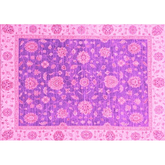 Ahgly Company Indoor Rectangle Oriental Pink Traditional Area Rugs, 7' x 10'