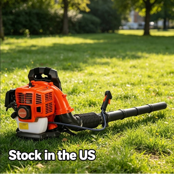 Porfeet Backpack Leaf Blower 52CC Gas Powered,550 CFM Air Volume 2-Stroke Engine with Adjustable Tube for Lawn Care Leaf & Snow Removal Road Cleaning (Orange)
