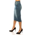 thumbnail image 5 of Be-Girl Women's High Waist Denim Pencil Skirt, Frayed Waistband Detail, Midi Length - SG-79158, 5 of 7