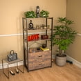 thumbnail image 2 of Tcbosik Industrial Storage Bookcase, Wood Display Rack with 2 Drawers, Freestanding Shelf Units with Metal Frame, Bookshelf with 3 Open Shelves for Home Office Living Room Bedroom, Rustic Brown, 2 of 10