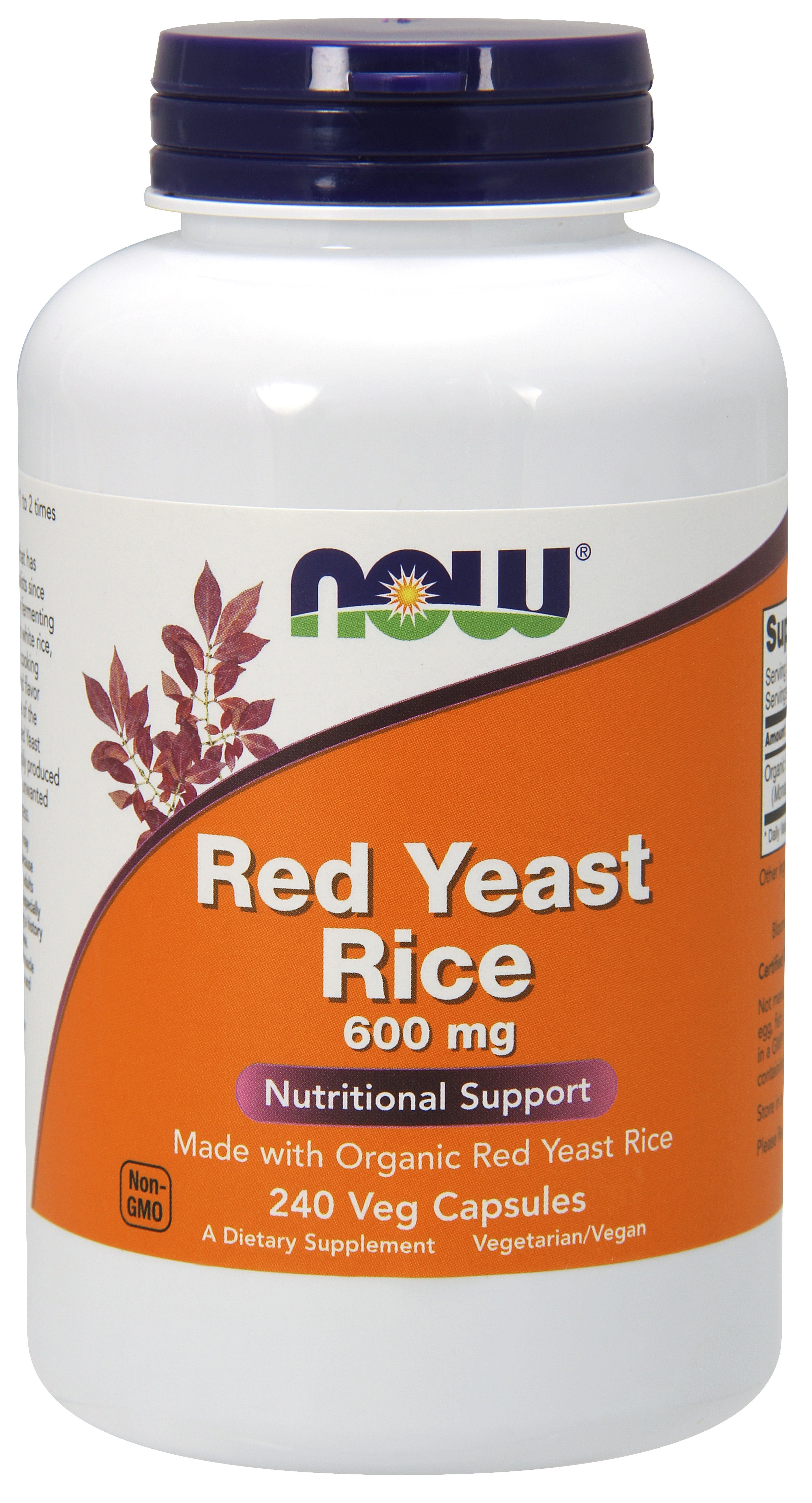 NOW Supplements, Red Yeast Rice 600 mg, Made with Organic Red Yeast