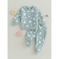 thumbnail image 2 of Cenuakty Infant Baby Girl 2Pcs Fall Clothes Set Flower Print Long Sleeve Crewneck Tops Elastic Waist Pants Outfit, 2 of 8