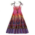 thumbnail image 4 of Girls Casual Summer Floral Beach Wear Boho Dress Spaghetti Strap Sundress, 4 of 7