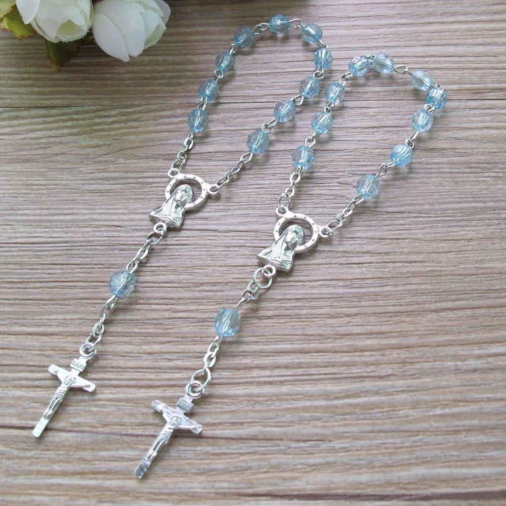 Acrylic Mini Rosary Favor for Boy Blue (24 PCS) - Baptism Communion Recuerditos De Bautismo Christening, Decenarios,