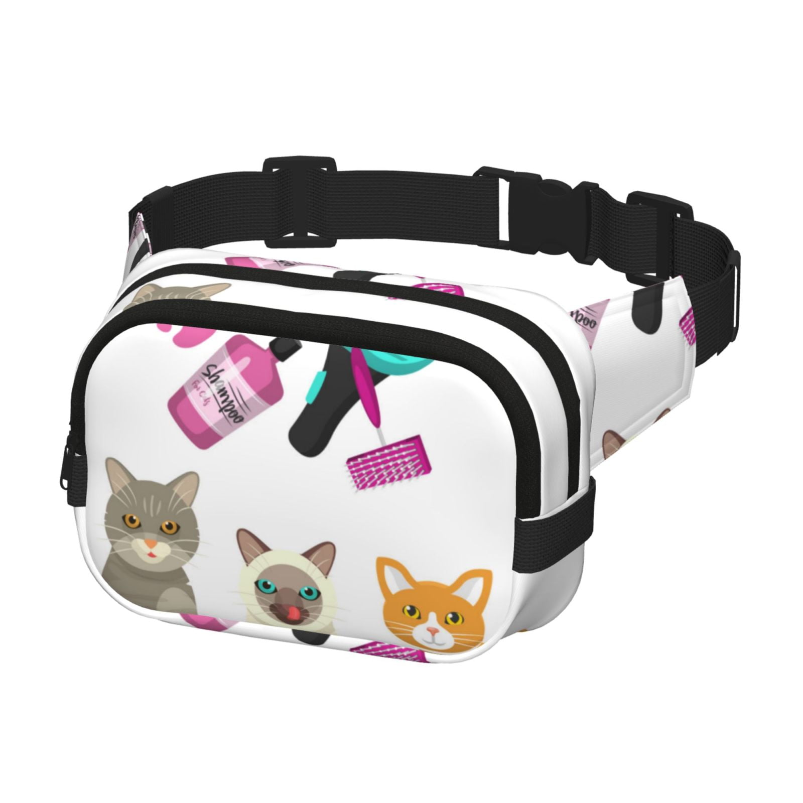 Picia Pet Care Grooming Print Square Double-Layer Waist Bag Mini Adjustable Waist Belt Bag Exercise Running Travel Hiking