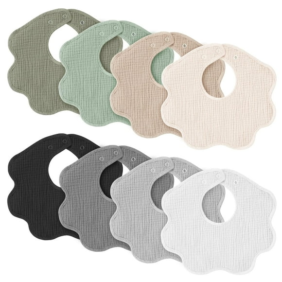 Baberos para bebés Konssy, paquete de 8 pañuelos absorbentes 100% algodón