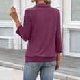 thumbnail image 3 of Womens Collared V-Neck 3/4 Sleeve Loose Fit Polo Shirts Summer Business Casual Tops, 3 of 6