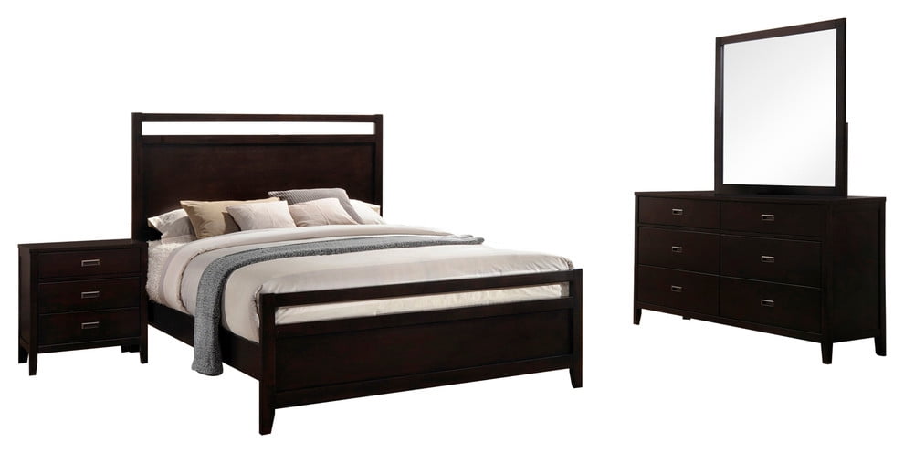 Kovar 4 Piece Bedroom Set King Dark Cherry Wood Contemporary