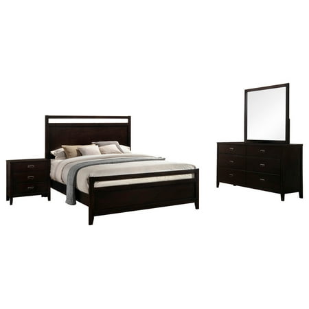 Kovar 4 Piece Bedroom Set King Dark Cherry Wood Contemporary