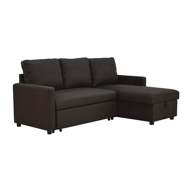 Fabric Upholstered Sectional Sofa With, Black Sectional Sleeper Sofa With Storage