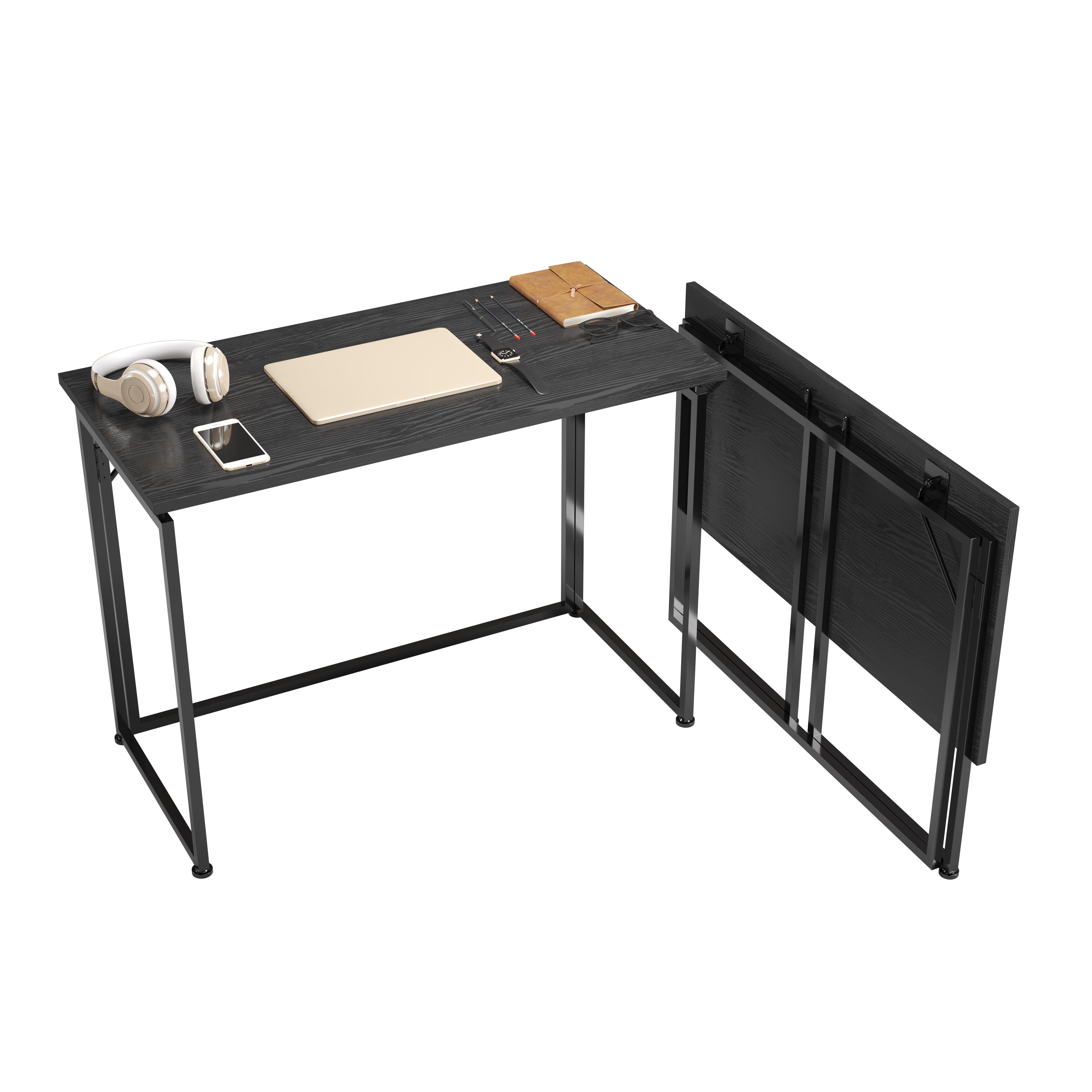 Techni Mobili Space Saving 40" W Folding Computer Desk, Black