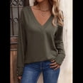 thumbnail image 4 of Camisa de Larga para Mujer, Atuendos de Otoño, Ropa Informal Elegante, Blusa Tipo Túnica con Cuello en V y Botones. Verde XXL, 4 of 8