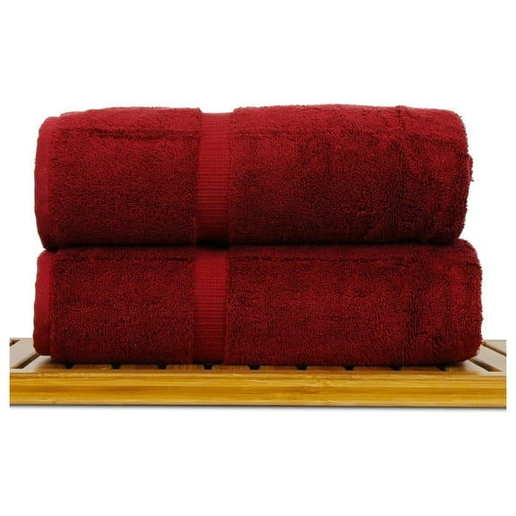 Luxury Hotel & Spa Ultra Soft Bath Towels 100% Turkish Cotton - Cranberry - Set of 2