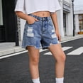 thumbnail image 3 of EYWGYA Girls Distressed Denim Shorts, Solid Color Washed Ripped Frayed Hem Shorts, High Waist Trendy Fitting for Summer Fashion Size 4-14 Years, 3 of 6