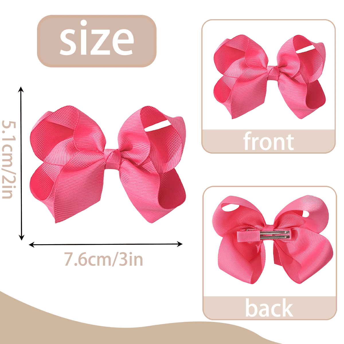 JoyBowie 24pcs Hair Bows Set, 12pcs 3In & 12pcs 4.5In Grosgrain Ribbon Alligator Clips for Girls