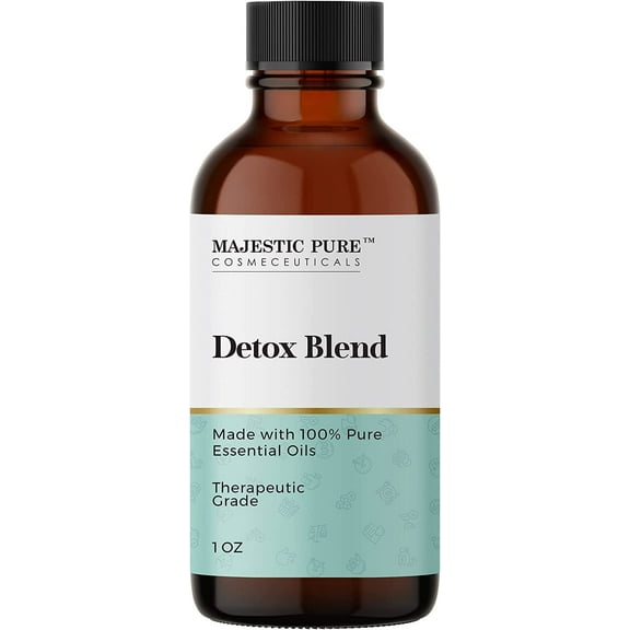 Majestic Pure Detox Essential Oil Blend | 100% Pure & Natural Premium Grade Oil for Detoxifying Mind & Body | Lemon, Basil, Pink Grapefruit, Lemongrass | for Aromatherapy & Diffuser | 1oz