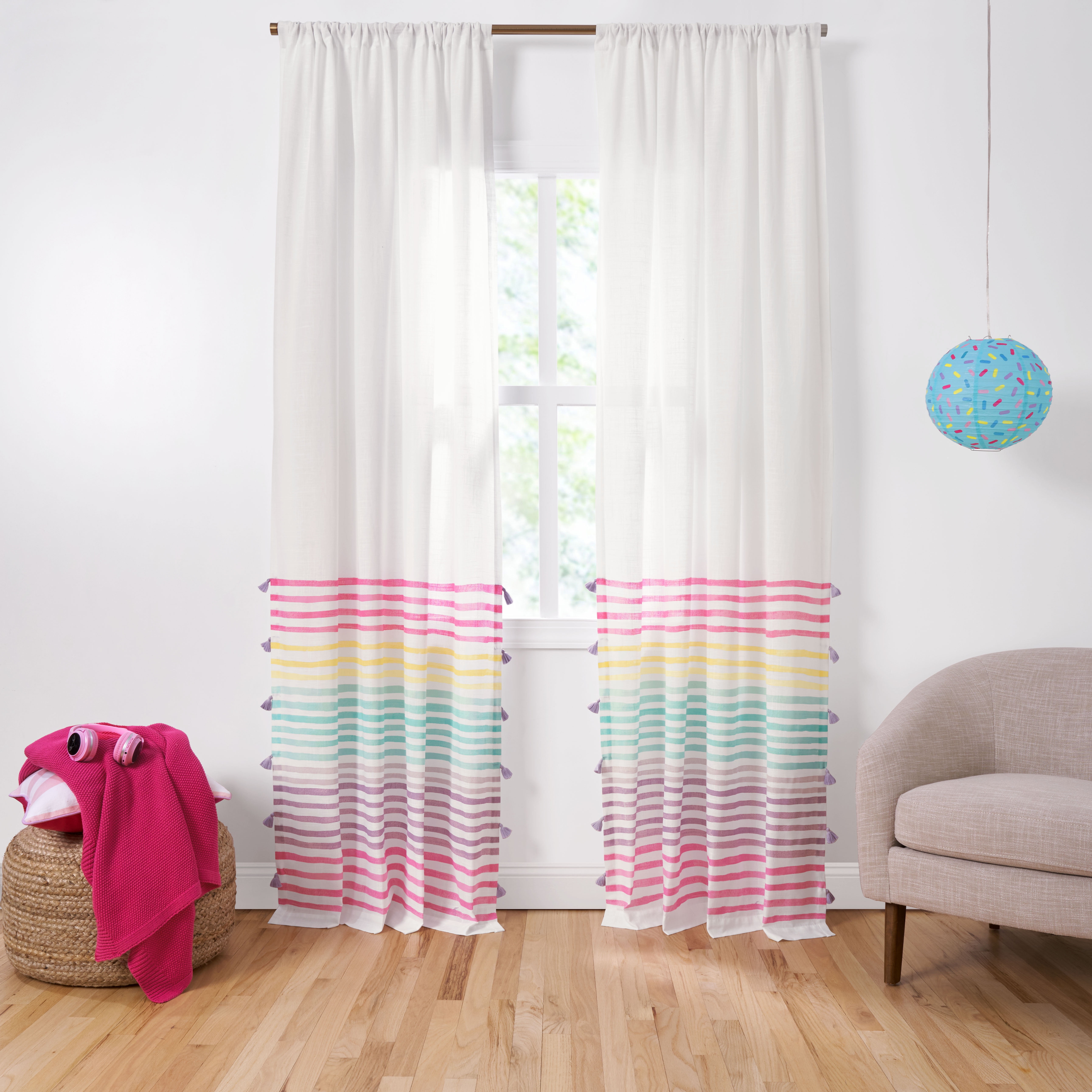 Kids girls Bedroom curtains fully lined Taptop free Tie-backs 