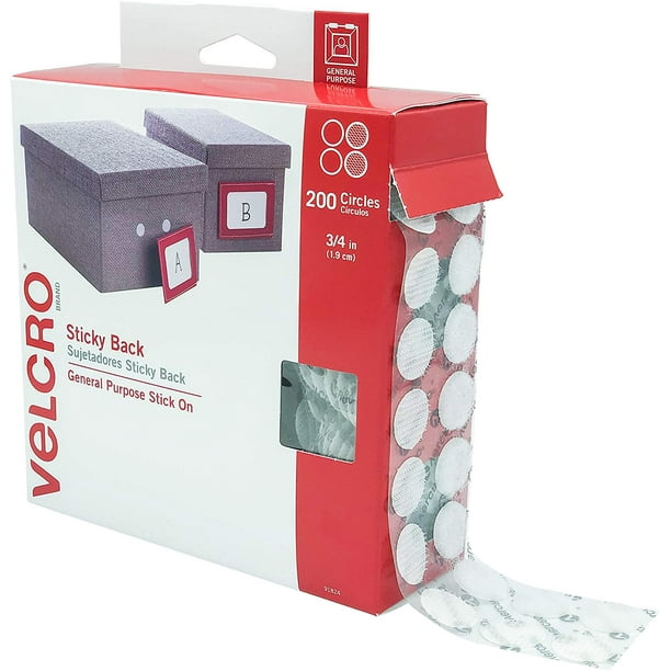 VELCRO Brand Dots with Adhesive White, 200 Pk, 3/4 Circles
