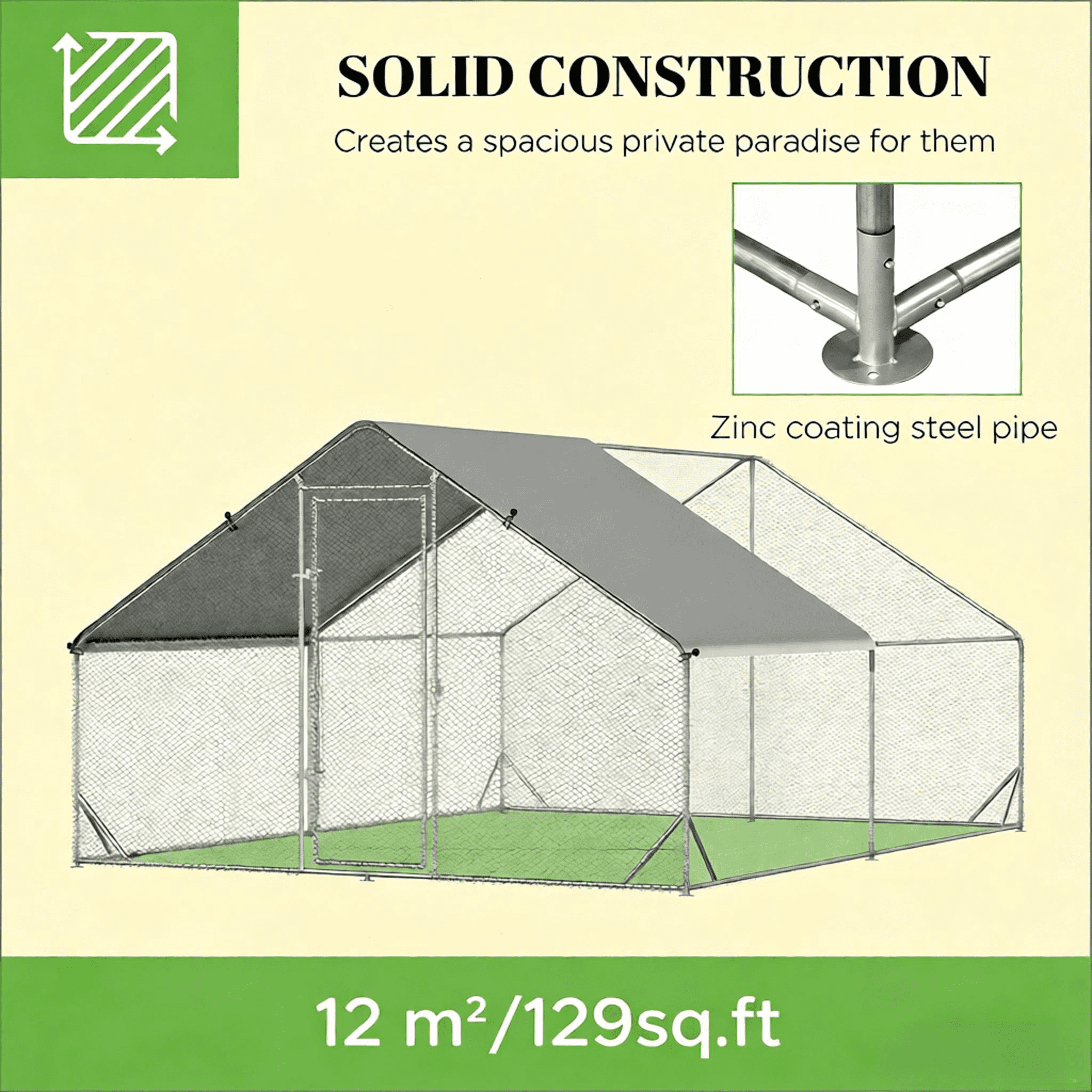 Outdoor Hen House Metal Frame Chicken Run