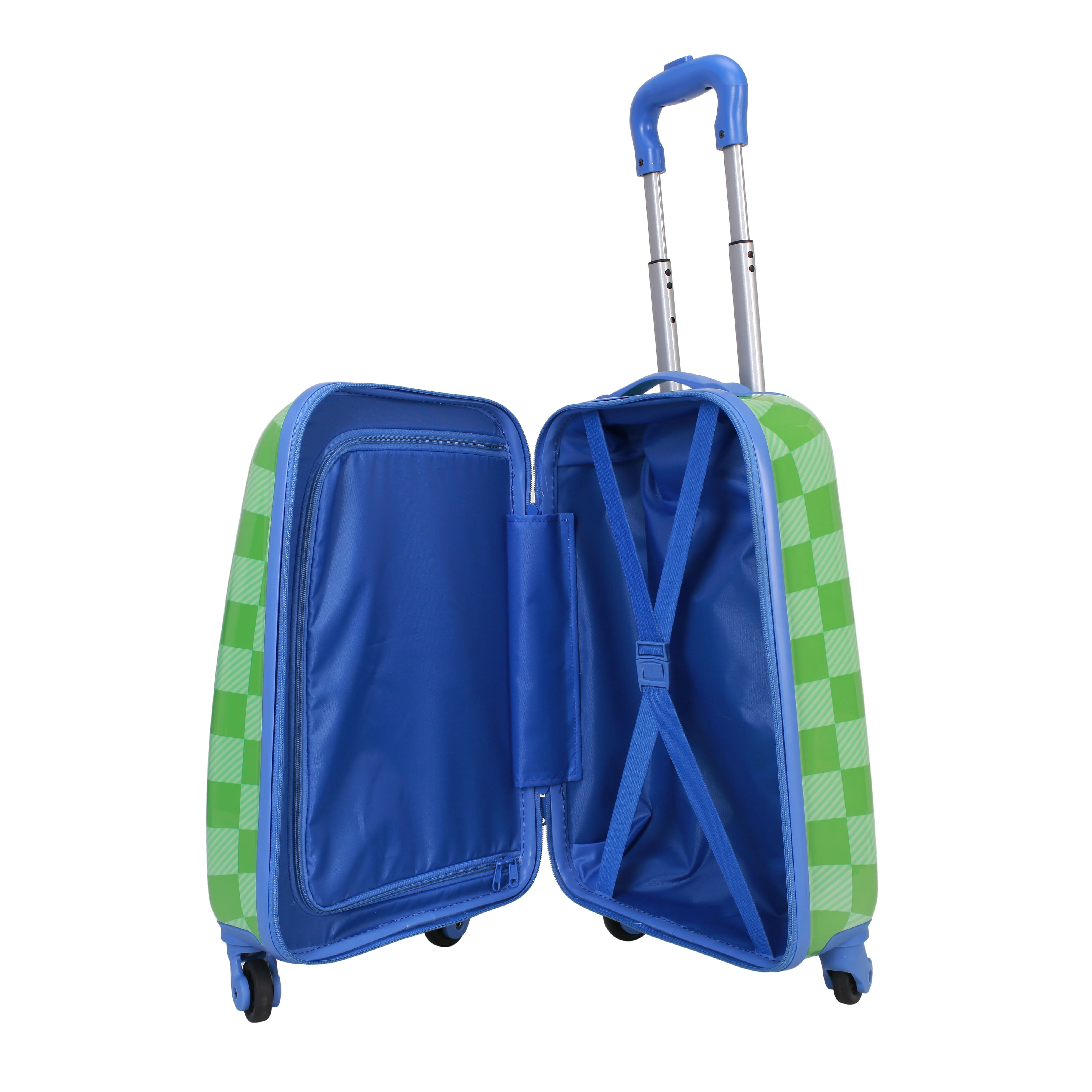CRCKT Kids Boy 21" Checker Hardside Carry-on Luggage With 360 Spinner Wheels, Poison Green - Green and Blue
