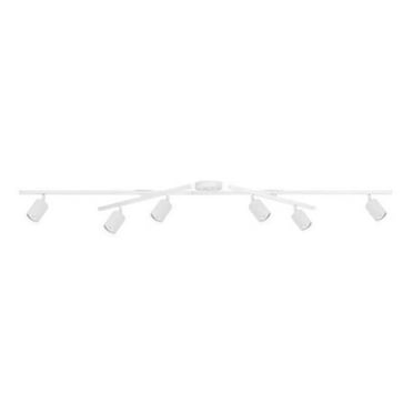 Waylon 6 Ft, Matte White Ceiling Hard Wired Track Lighting Kit with Center Swivel Bars and Cylinder Pivoting Heads