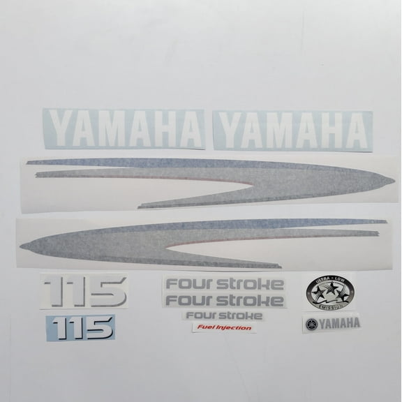 411 Decals Aftermarket Replacement for Yamaha 115 Four Stroke 2002-2006 Gray-White Decal (Sticker) Set
