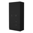 thumbnail image 3 of Atlin Designs Modern Wood Armoire with Two Cabinets in Black, 3 of 13