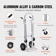 thumbnail image 4 of Heavy-Duty 2-in-1 Aluminum Hand Truck & Platform Dolly, 800 lbs Capacity - Convertible Folding Industrial Utility Cart with All-Terrain Rubber Wheels, 4 of 10