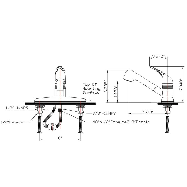 Dura Faucet DF-PK100-CP Chrome Single Lever Pull-Out Kitchen Faucet Dura Faucet DF-PK100-CP Chrome Single Lever Pull-Out Kitchen Faucet
