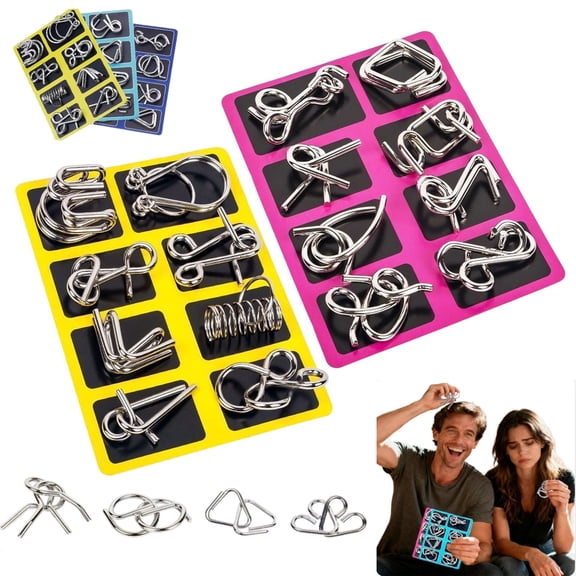 Metal Montessori Puzzle Solving, Metal Wire Puzzle, 3D Brain Teaser Puzzles Ring Educational, Challenge Mind Thinking, Disentanglement Sets for Problem-Solvings Enthusiasts