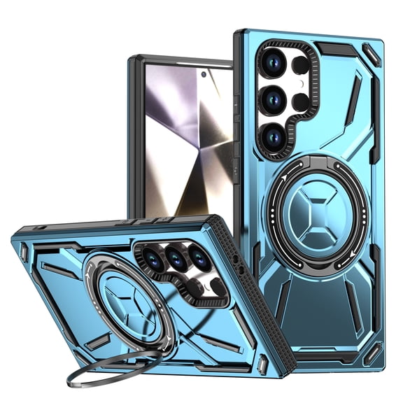 Allytechgroup for Samsung Galaxy S26 Ultra Case with 360° Rotatable Ring Stand, Lightweight Shock-Absorbent Magnetic Lock Military Protection Shockproof Bumper for Samsung Galaxy S26 Ultra, Blue