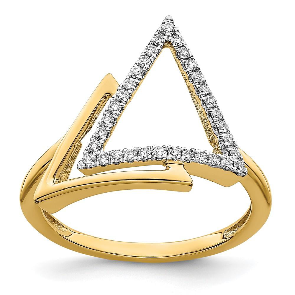 Precious Stars Jewelry 14k Gold Plated Double Triangle Ring