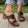 thumbnail image 5 of Bkhluea Women Perforated Floral Accent Block Heel Slide Sandals Comfortable Footwear For Casual Outdoor Daily Activities, 5 of 7
