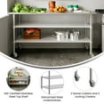 thumbnail image 3 of Flash Furniture NSF Certified Stainless Steel Prep and Work Table 30"x 72" with 2 Galvanized Steel Undershelves and 4 Casters, Heavy Duty Food Prep Worktable, 3 of 9