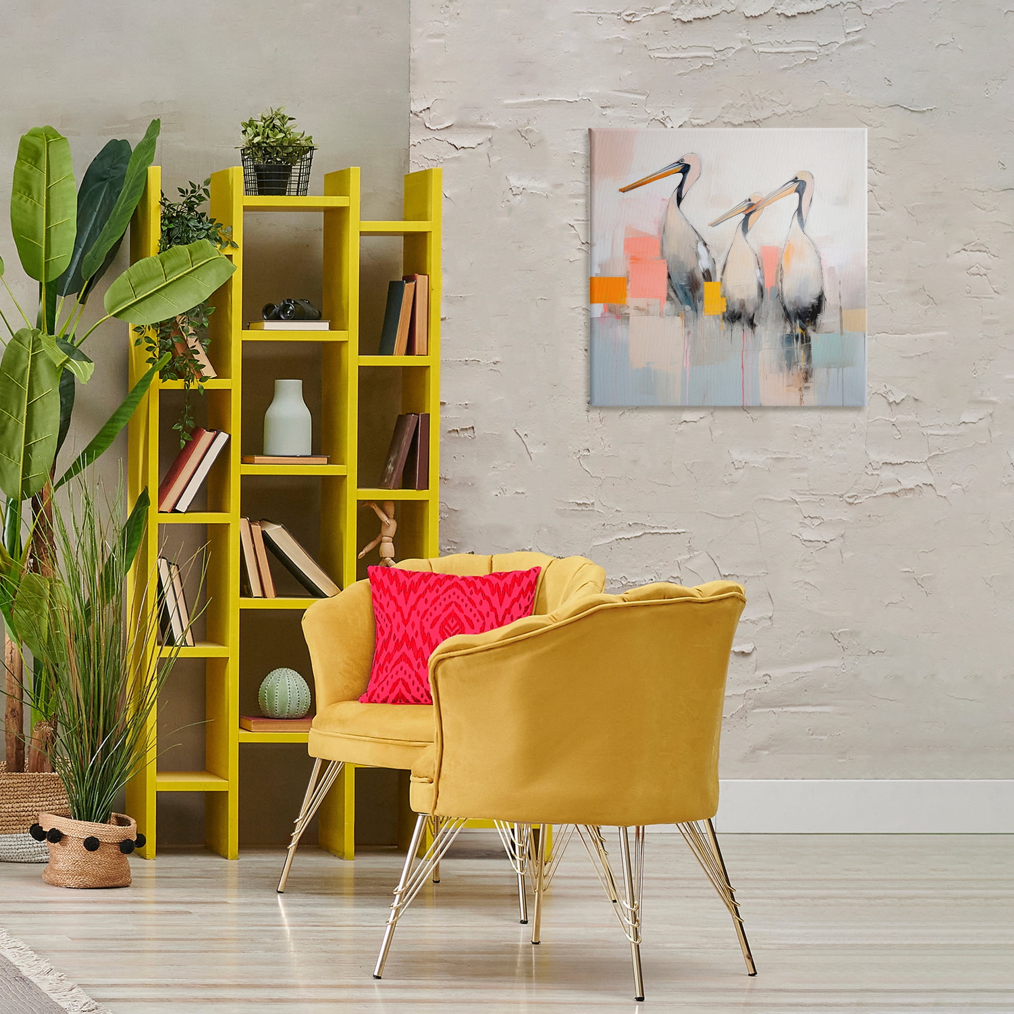 Stupell Industries Pelican Trio Abstract Animals & Insects Painting Gallery Wrapped Canvas Art Print Wall Art, 24 x 24