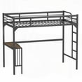thumbnail image 2 of Twin Size Metal Loft Bed with Desk, Stable Ladder & Guardrails, Black, for Bedroom, 2 of 10