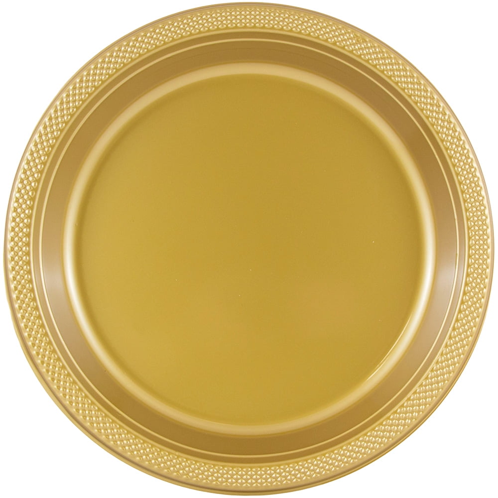 small gold paper plates