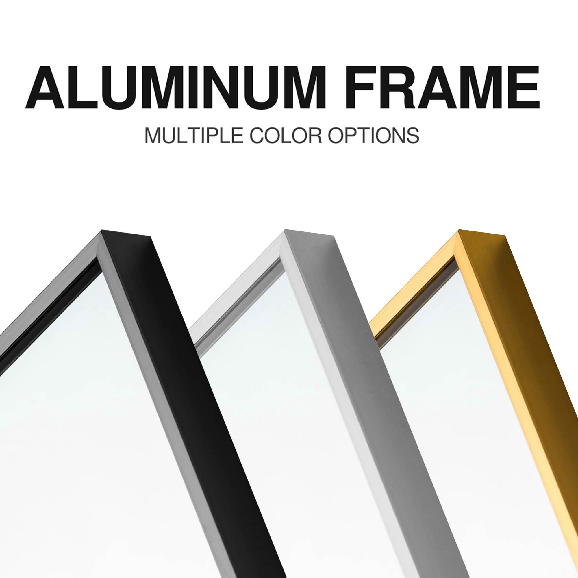 MAYEERTY 38x26x1 Inch Gold Thin Edge Aluminum Right Angle Rectangular Wall Mounted Mirror, Double Sided for Bathroom