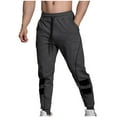 thumbnail image 1 of Pantalones largos de moda para hombre, casuales, de color sólido, con cintura elástica y bolsillos, con pernera ajustada, pantalones largos de poliéster y algodón para hombre., 1 of 7