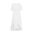 thumbnail image 7 of Kukoosong Women's Round Neck Short Sleeve Tiered Midi Dress, Loose Flowy Casual Swing Dress for Summer, Boho Cotton Linen Dress for Women Vacation, 7 of 7