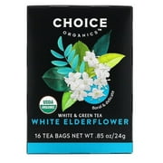 Choice Organic Teas, White & Green Tea White Elderflower, 16 Tea Bags, 0.85 oz Pack of 4
